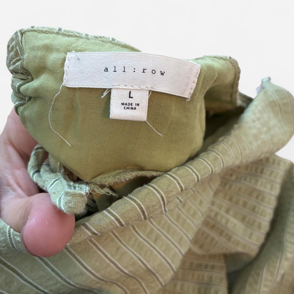 All : Row Olive Green a-line Coquette size Lg maxi dress tiered back cut out - Picture 2 of 8